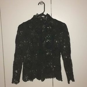 Lace Top with Velvet Floral Appliqués